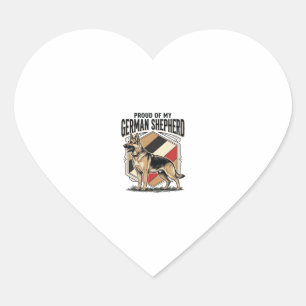 Sticker Cœur Graphisme de Berger Allemand Gravure Vintage Amour