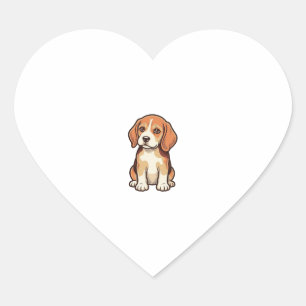 Sticker Cœur Gravure vintage chiot Beagle Art vectoriel_1