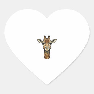 Sticker Cœur Gravure vintage girafe design d'art vectoriel_1