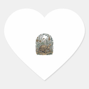 Sticker Cœur Gravure vintage tortue jardin botanique