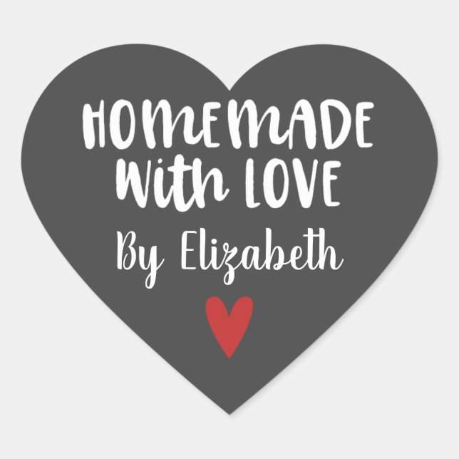 Sticker Cœur Gray personnalisé fait maison avec amour (Devant)