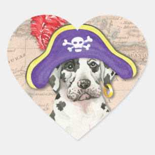 Sticker Cœur Great Dane Pirate