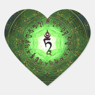 Sticker Cœur Green Tara - Protection contre les dangers et les