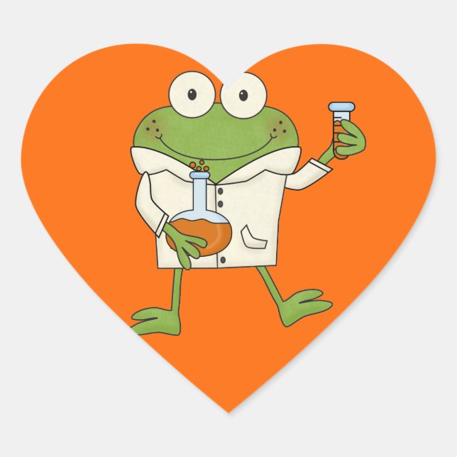 Sticker Cœur Grenouille de laboratoire (Devant)
