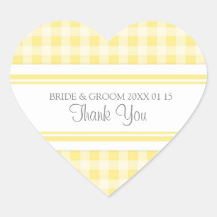 Sticker Cœur Grey Lemon Gingham Merci Favor Tags