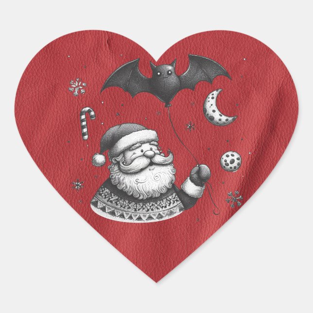 Sticker Cœur Griffes du Père Noël Rouge (Devant)