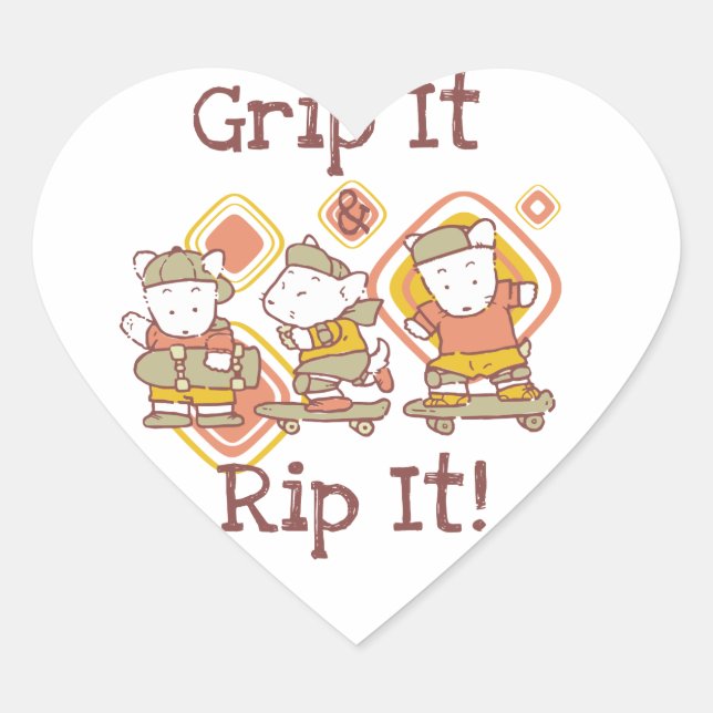 Sticker Cœur Grip It et Rip It Skateboard (Devant)