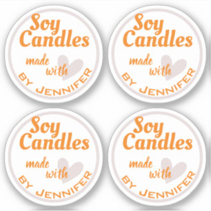 Sticker Coeur gris clair orange fait de bougies soja d'amo