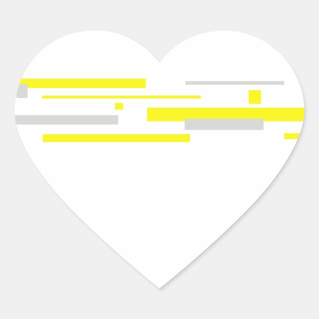 Sticker Cœur Gris Jaune Blocs Art Abstrait (Devant)
