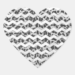 Sticker Cœur Gris léopard Chevron et gris clair