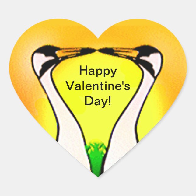 Sticker Cœur Grosses grues amoureuses (Devant)