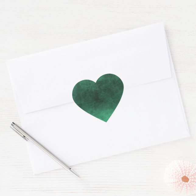 Sticker Cœur Grunge foncé - Vert (Enveloppe)