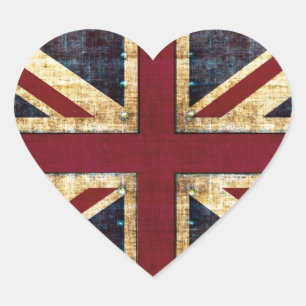 Sticker Cœur Grunge Union Jack - classique - vintage look