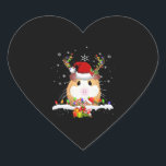 Sticker Cœur Guinea Pig Christmas Reindeer Christmas Lights<br><div class="desc">Guinea Pig Christmas Reindeer Christmas Lights</div>