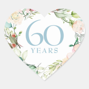 Sticker Cœur Guirlande de roses sucrées pour les 60/75 ans d'an