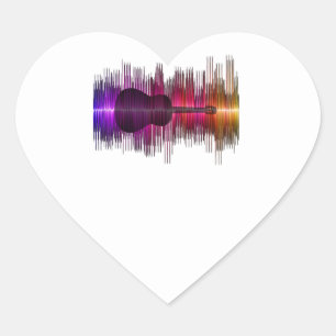 Sticker Cœur Guitare Lover Guitare acoustique Heartbeat Cadea