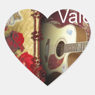 Sticker Cœur Guitare vintage : Jour de la Saint-Valentin pour l