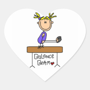 Sticker Cœur Gymnaste blond pour fille sur poutre balance