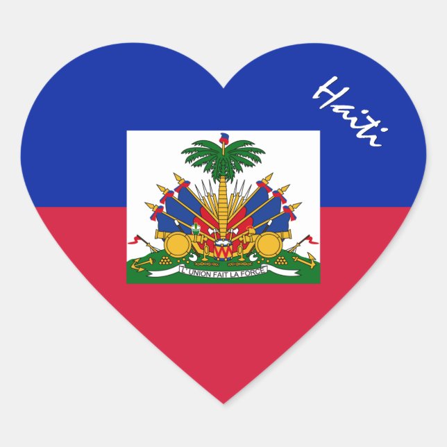 Sticker Cœur Haïti Sticker, Coeur, Drapeau patriotique haïtien (Devant)