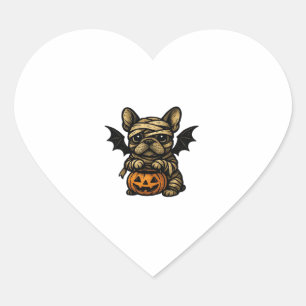 Sticker Cœur Halloween Bouledogue Français � Cute Spooky Dog Ar