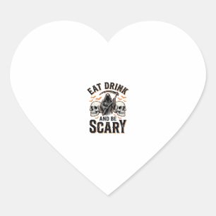 Sticker Cœur Halloween Épouvantable Manger Boire Et Être Effray