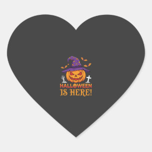 Sticker Cœur Halloween Est Là Sorcière Citrouille Vecteur