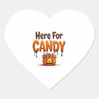 Sticker Cœur Halloween "Here for Candy"