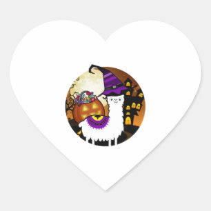 Sticker Cœur Halloween Llama Alpaca Funny Lama Glama Cool Cadea