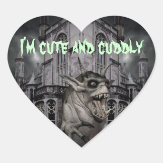 Sticker Cœur Halloween monstre démon effrayant