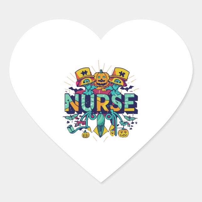 STICKER CŒUR HALLOWEEN NURSE (Devant)