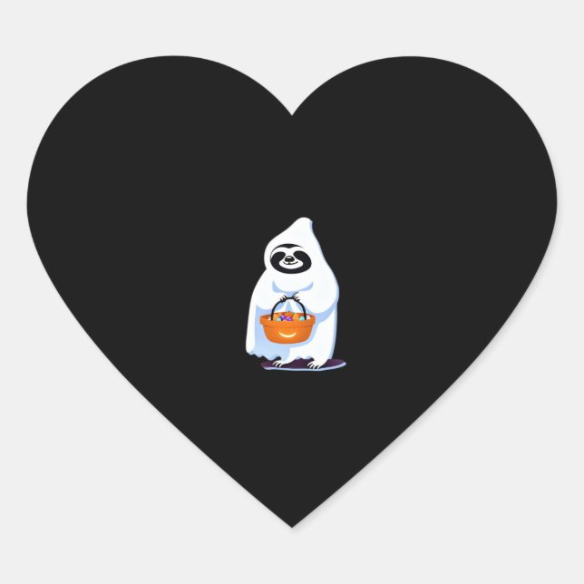 Sticker Cœur Halloween paresse habillé comme un fantôme tour ou (Devant)