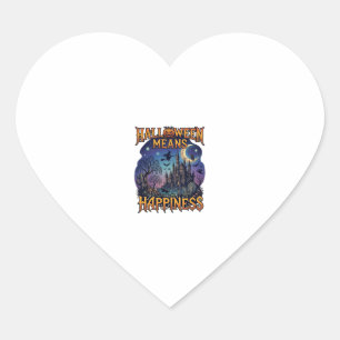 Sticker Cœur Halloween signifie bonheur Château hanté Sorcière