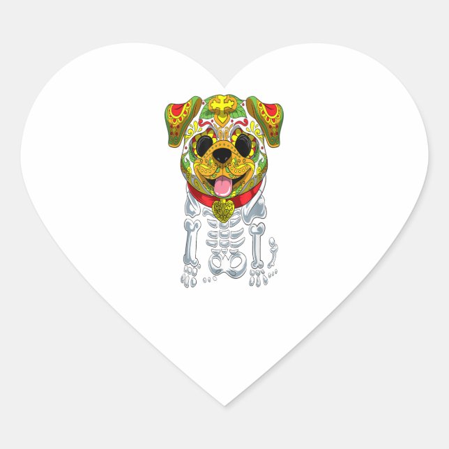 Sticker Cœur Halloween Skull Bulldog (Devant)