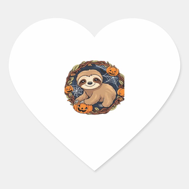 Sticker Cœur Halloween, Sloth, 31 octobre, Thanksgiving Class (Devant)