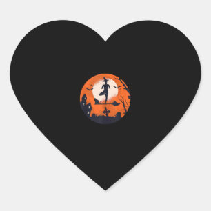 Sticker Cœur Halloween Yoga sorcière chatte garçon fille hommes