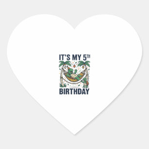 Sticker Cœur Hamac Tortue 5ème Anniversaire Gravure Vintage Des