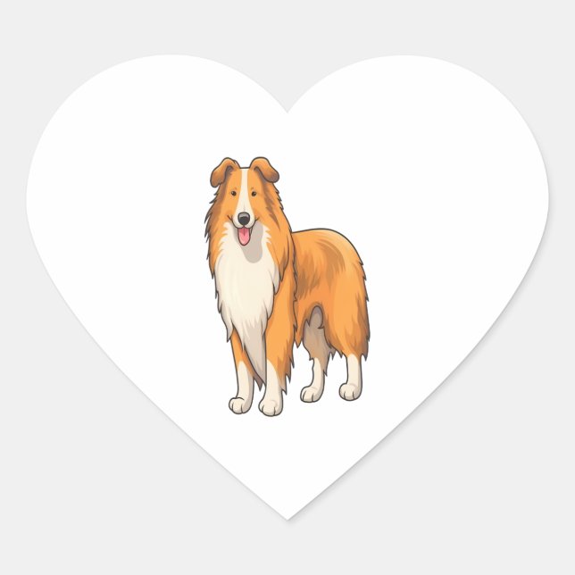 Sticker Cœur Happy Cartoon Rough Collie (Devant)