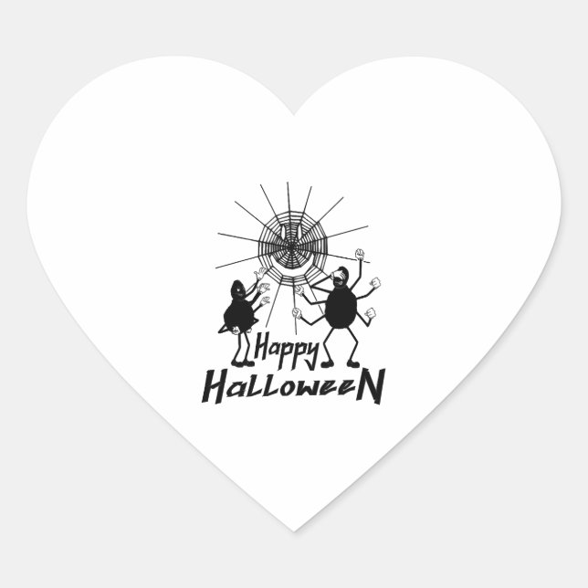 Sticker Cœur Happy Halloween, Spiders Halloween (Devant)