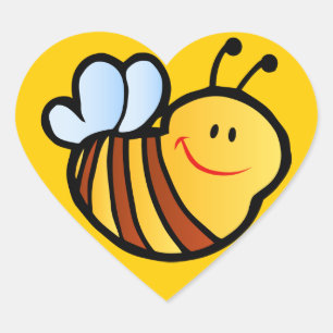 STICKER CŒUR HAPPY LITTLE BUMBLEBEE BEE CARTOON CUTE HONEY INSE