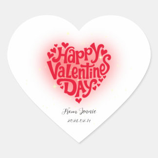 Sticker Cœur Happy Valentine Heart Custom Name & Date