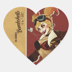 Sticker Cœur Harley Quinn Bombshells Pinup