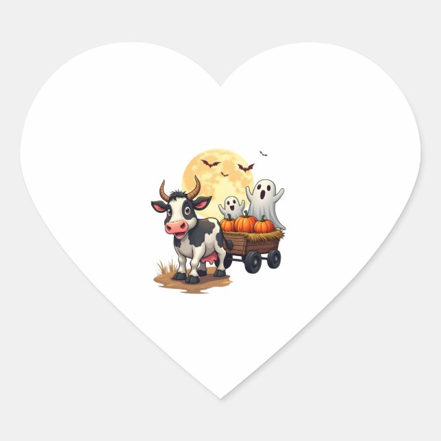 Sticker Cœur Haunted Hayride Cow (Devant)