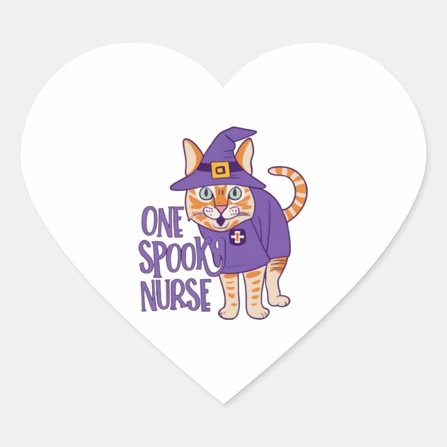 Sticker Cœur Hauntingly mignon Un Chat infirmière Éffrayant (Devant)