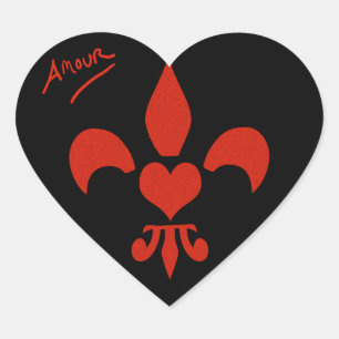 Sticker Cœur Heart Fleur de Lis Amour en forme de coeur