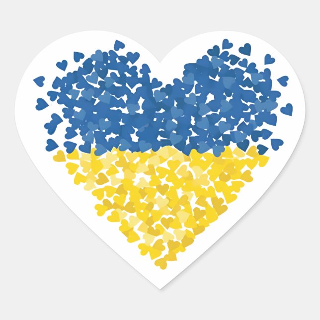 Sticker Cœur Heart. Love to Ukraine. Ukrainian flag.  (Devant)