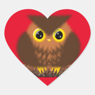 Sticker Cœur Heart Owl