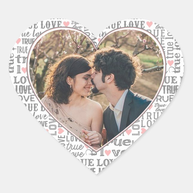 Sticker Cœur Heart Shaped Photo True Love Valentines or Wedding (Devant)