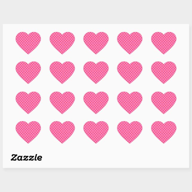 Sticker Cœur Hearts Galore, red hearts on pink, (Feuille)