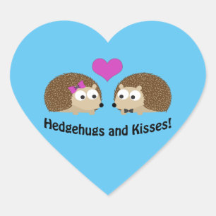 Sticker Cœur Hedgehugs et Kisses couple de hérisson mignon