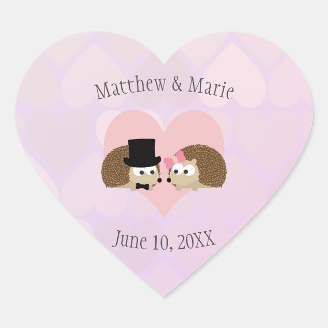 Sticker Cœur Hérisson en amour (Devant)